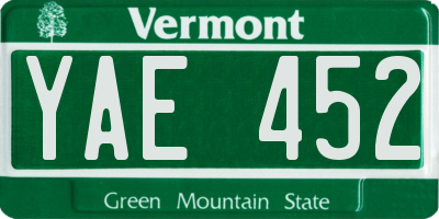 VT license plate YAE452