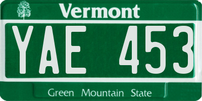 VT license plate YAE453