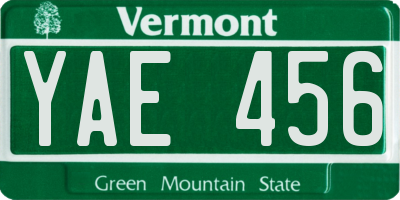 VT license plate YAE456