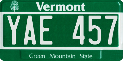VT license plate YAE457