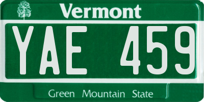VT license plate YAE459