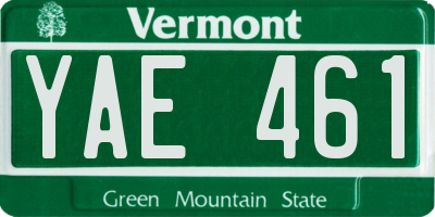 VT license plate YAE461