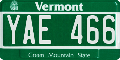 VT license plate YAE466
