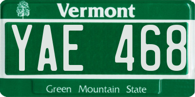 VT license plate YAE468