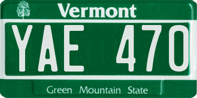 VT license plate YAE470
