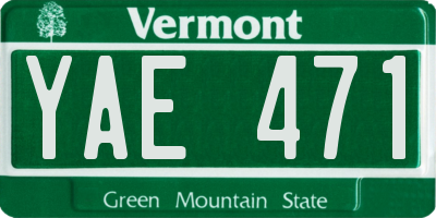 VT license plate YAE471