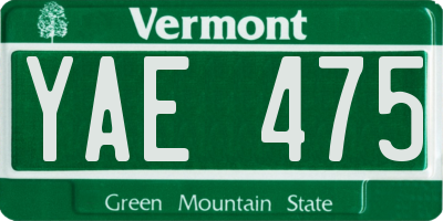 VT license plate YAE475