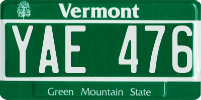 VT license plate YAE476
