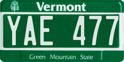 VT license plate YAE477