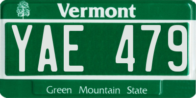 VT license plate YAE479