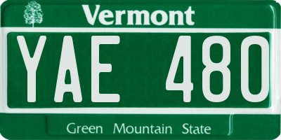 VT license plate YAE480