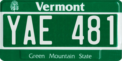 VT license plate YAE481