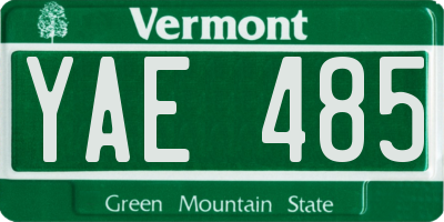 VT license plate YAE485