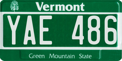 VT license plate YAE486