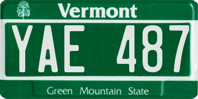 VT license plate YAE487