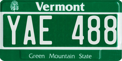 VT license plate YAE488