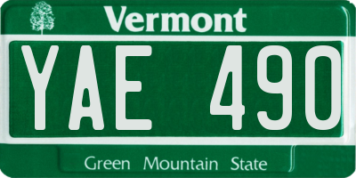 VT license plate YAE490
