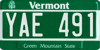 VT license plate YAE491