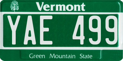 VT license plate YAE499
