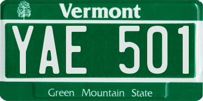 VT license plate YAE501