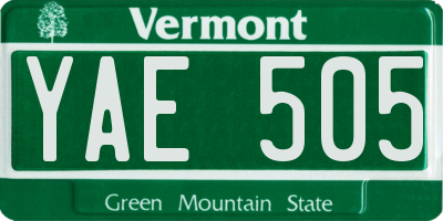 VT license plate YAE505
