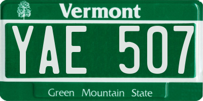VT license plate YAE507