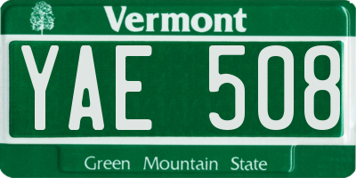 VT license plate YAE508