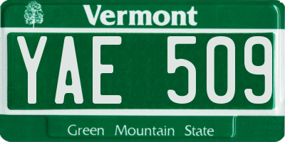 VT license plate YAE509