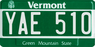 VT license plate YAE510