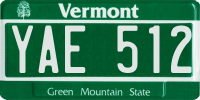 VT license plate YAE512