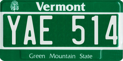 VT license plate YAE514