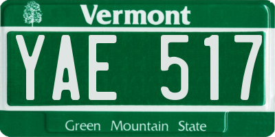 VT license plate YAE517