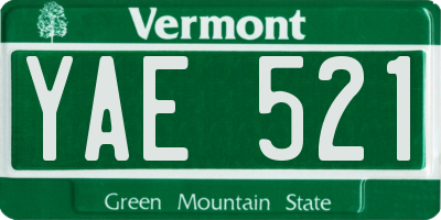 VT license plate YAE521