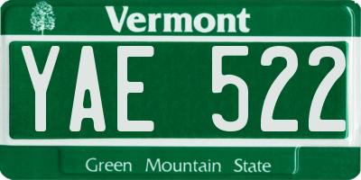 VT license plate YAE522