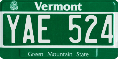 VT license plate YAE524