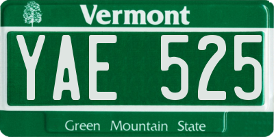 VT license plate YAE525