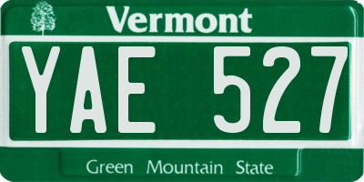 VT license plate YAE527