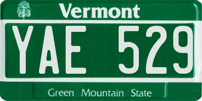VT license plate YAE529