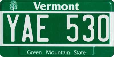 VT license plate YAE530