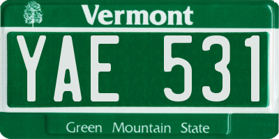 VT license plate YAE531