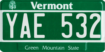VT license plate YAE532