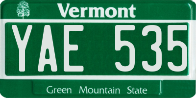 VT license plate YAE535