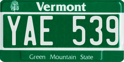 VT license plate YAE539