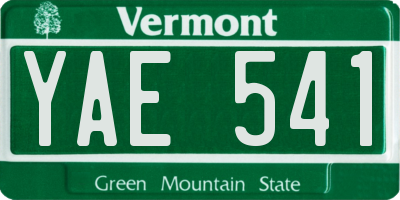VT license plate YAE541