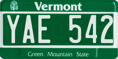 VT license plate YAE542