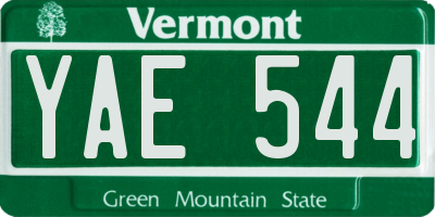 VT license plate YAE544