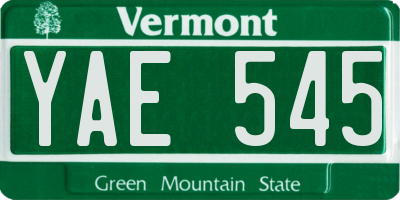 VT license plate YAE545