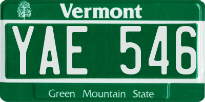 VT license plate YAE546