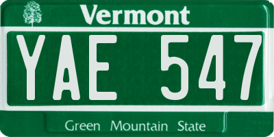 VT license plate YAE547