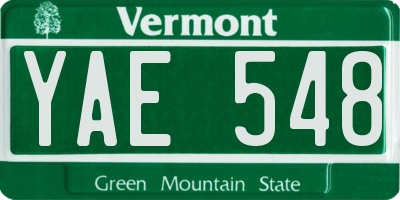 VT license plate YAE548
